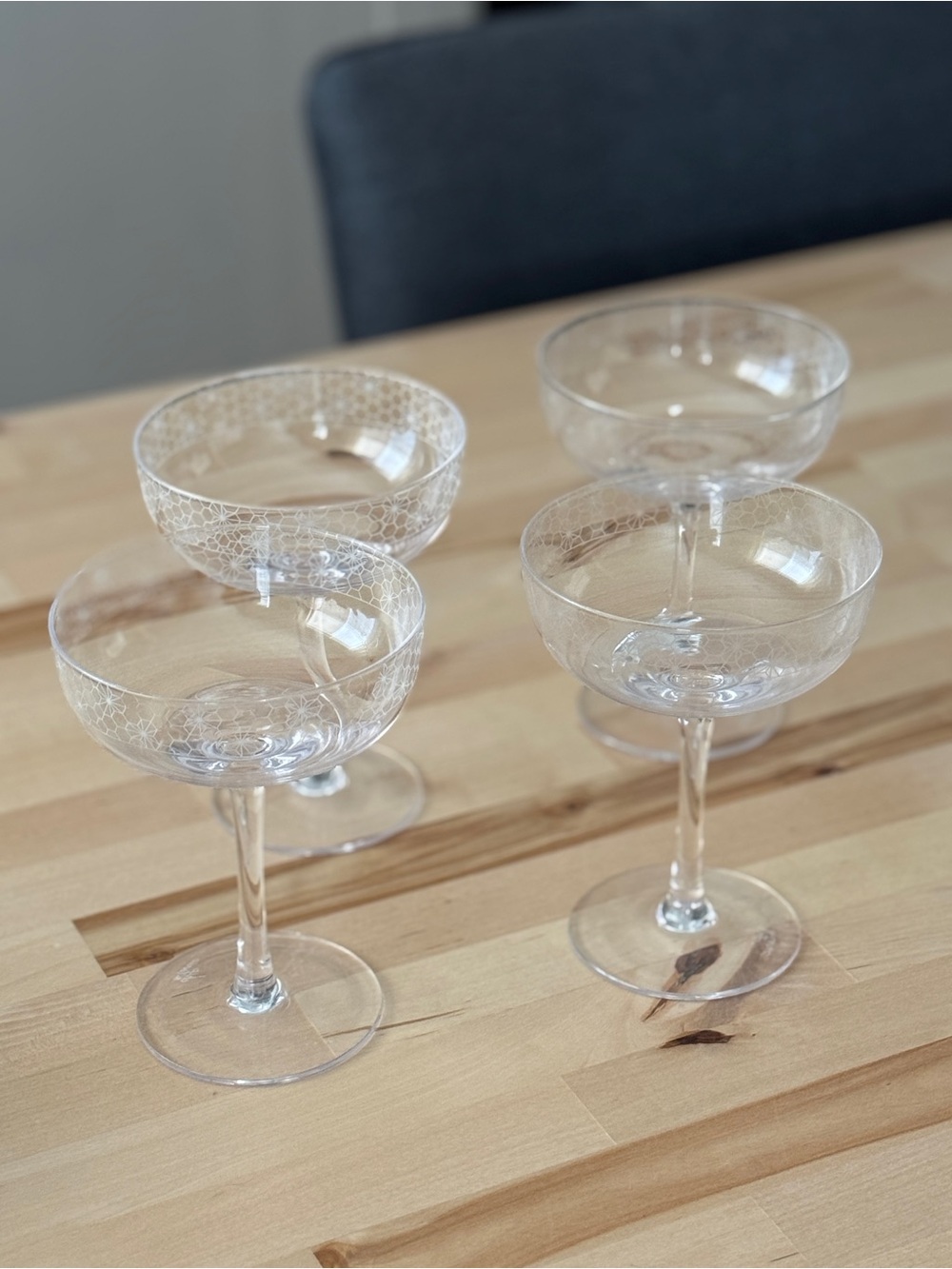 Set of 4 Glass Coupe Glasses - Clear